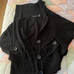 Black short sleeve cardigan